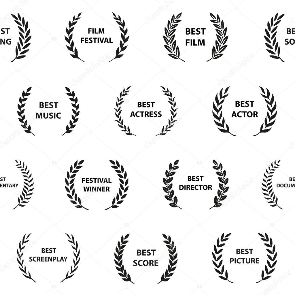 Film award wreaths. Seamless pattern. Vector illustration.