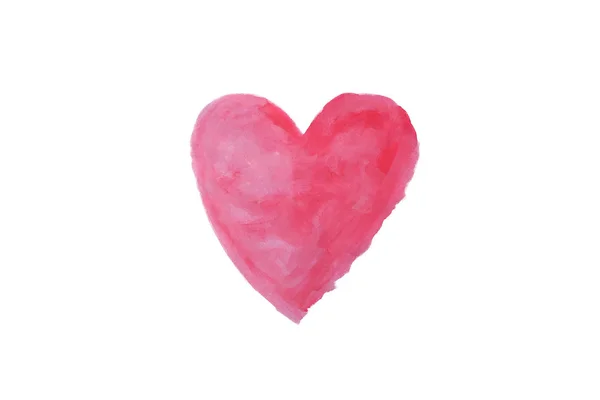 Рожева акварельна фарба для серця ізольована на білому фоні — стокове фото