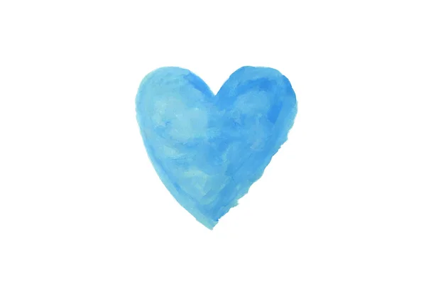 Pintura aquarela coração azul isolado no fundo branco backgro — Fotografia de Stock