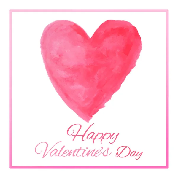 Akvarelu barvy přechodu růžové srdce s slovo Happy Valentine — Stock fotografie