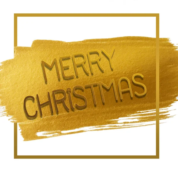 Merry Christmas słowo na złoto obrysu akrylowa farba tła — Zdjęcie stockowe