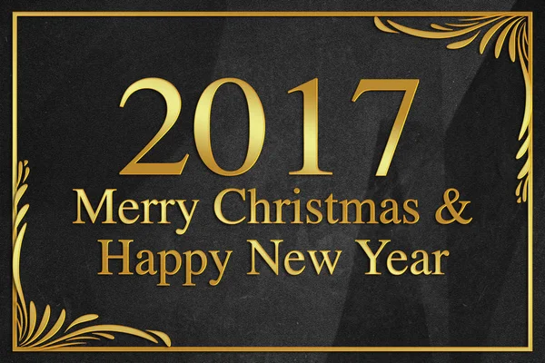 Wesołych Świąt i szczęśliwego nowego roku 2017 złoto słowo na temat czarny wrink — Zdjęcie stockowe