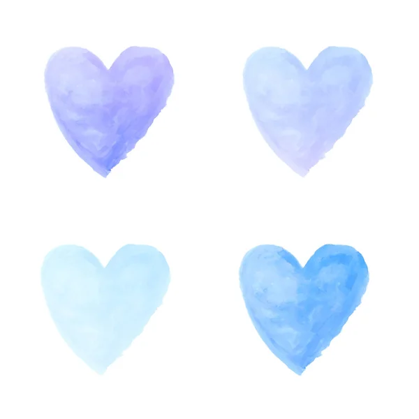 Gradiente de tinta aquarela coração azul e roxo isolado no whit — Fotografia de Stock
