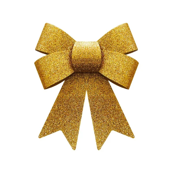 Glitter golden bow isolated on white background — Stock Photo, Image