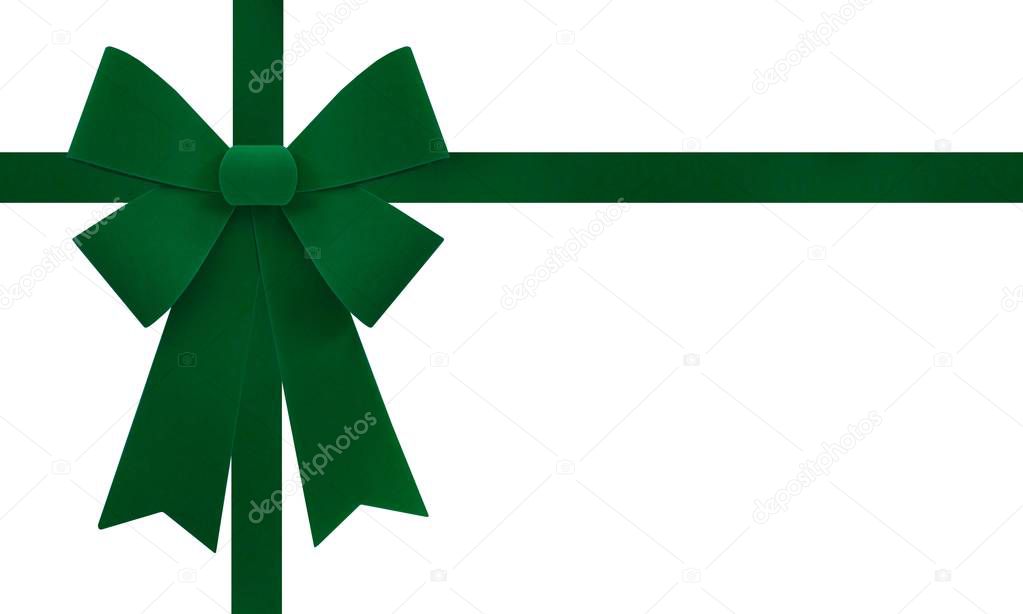 Large green Christmas bow isolate on white background