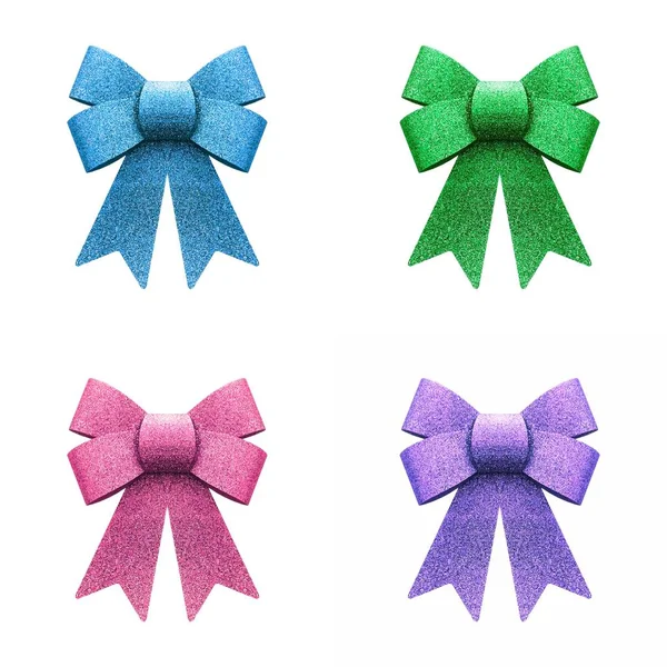 Arc bleu pailleté, vert, rose et violet isolé sur fond blanc — Photo