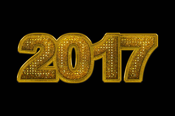 Gold glitter 2017 numbers for New Year holiday concept on black 