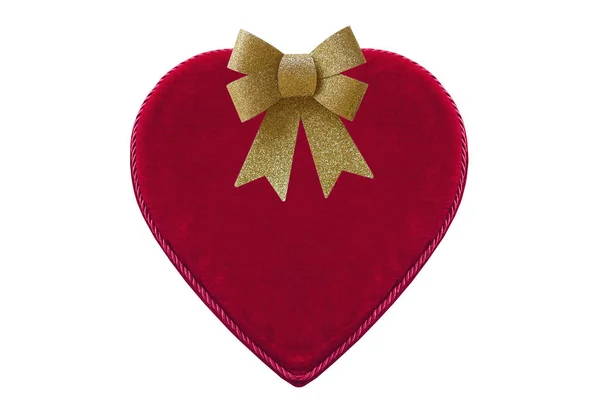 Caixa de veludo em forma de coração vermelho para presente do dia dos namorados isolado em — Fotografia de Stock