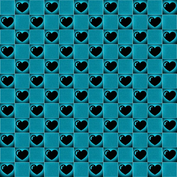 blue and black hearts pattern seamless, texture background