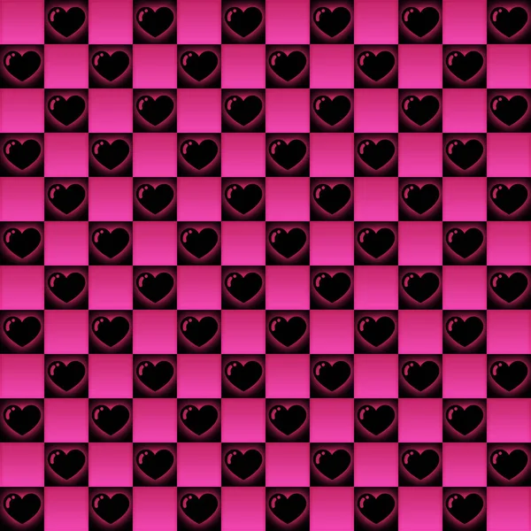 Rosa und schwarze Herzen Muster nahtlos, Textur Hintergrund — Stockfoto