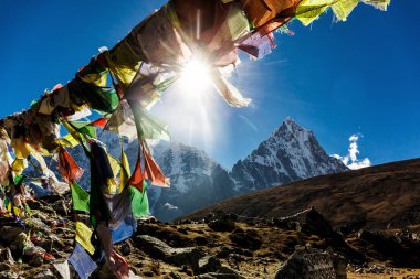 Renkli Nepal bayrakları