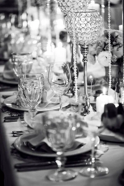 Decorated table at a wedding — Stock Photo, Image