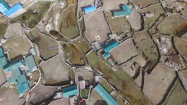 Everest basecamp Thame, Nepal görünümü - trek. Drone görüntüleri.