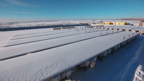 Techos bajo la nieve — Vídeos de Stock