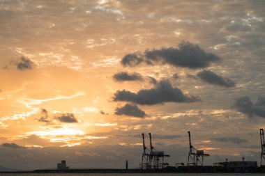 günbatımı Tenpozan Osaka Harbor, Japonya