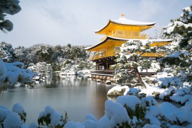 Kinkakuji Tapınağı ve kar manzara, Kyoto, Turizm Japonya
