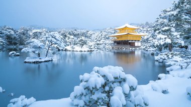 Kinkakuji Tapınağı ve kar manzara, Kyoto, Turizm Japonya