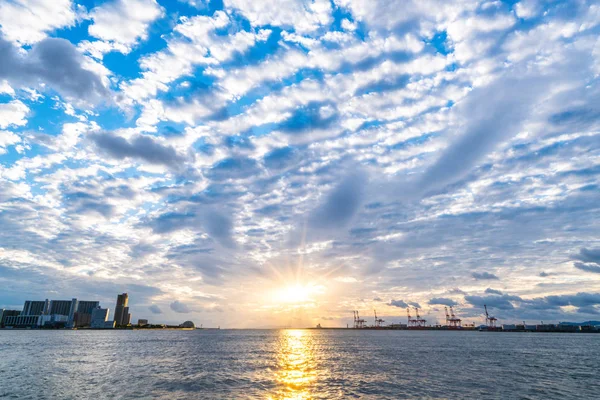 Sunset Tenpozan at Osaka harbor,japan — Stock Photo, Image