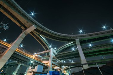 Hokkou kavşak gecesi sahnesi, Osaka, Japonya