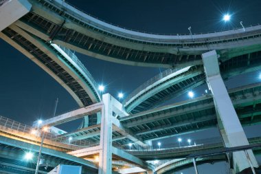 Hokkou kavşak gecesi sahnesi, Osaka, Japonya