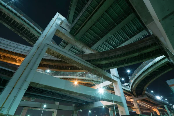 Hokkou kavşak gecesi sahnesi, Osaka, Japonya