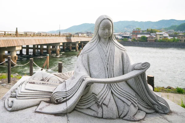 Murasakishikibu Statue Fluss Uji Kyoto Tourismus Japan — Stockfoto