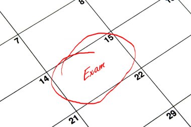 Sınav takviminde kırmızı daire içinde