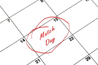 Bir takvim kırmızı daire içinde maç günü