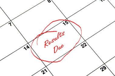 Sonuçları nedeniyle bir takvimi kırmızı daire içinde