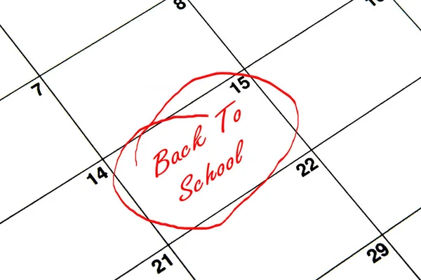 Back to School Circled on A Calendar in Red