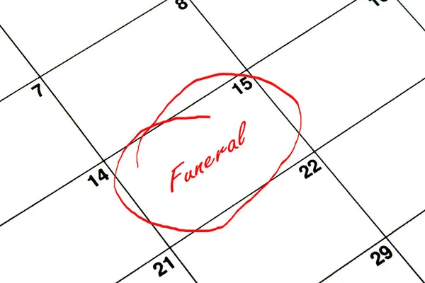 Funeral Circled on A Calendar in Red