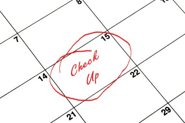 Daire içinde kırmızı bir takvim üzerinde kontrol