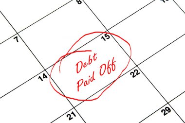 Borç daire içinde kırmızı bir takvim üzerinde işe yaradı