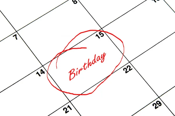 Birthday Circled on A Calendar in Red