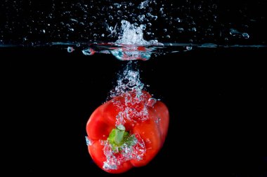 Kırmızı çan tatlı biber Droped suya