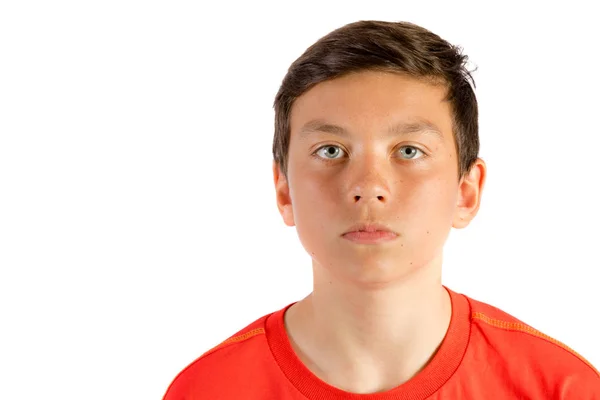 Dört gözle beyaz izole genç genç çocuk — Stok fotoğraf