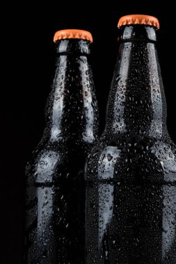 Soğuk bira şişeleri üzerinde Su damlacıkları