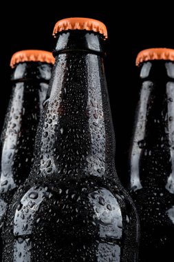 Soğuk bira şişeleri üzerinde Su damlacıkları