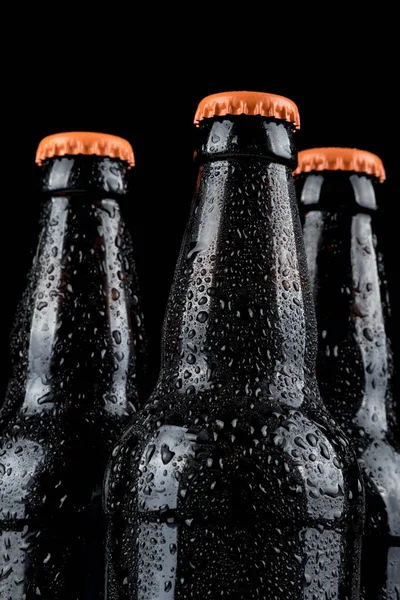 Soğuk bira şişeleri üzerinde Su damlacıkları