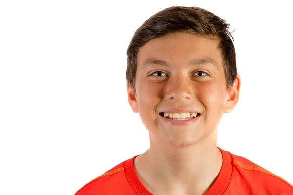 Beyaz gülümseyen izole genç genç çocuk