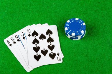 Poker eli Royal Flush maça ile bahis fiş