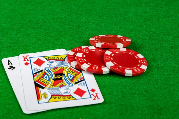 Blackjack hand with betting chips