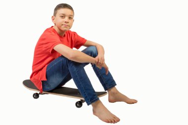 Onun kaykay ile genç beyaz genci