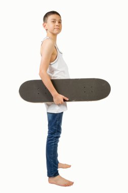 Onun kaykay ile genç beyaz genci