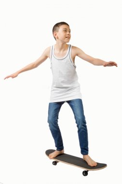 Onun kaykay ile genç beyaz genci