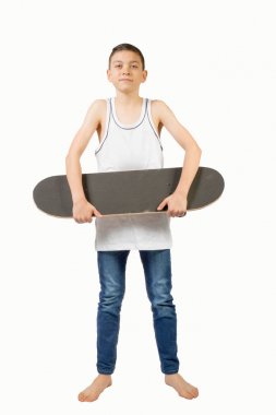 Onun kaykay ile genç beyaz genci