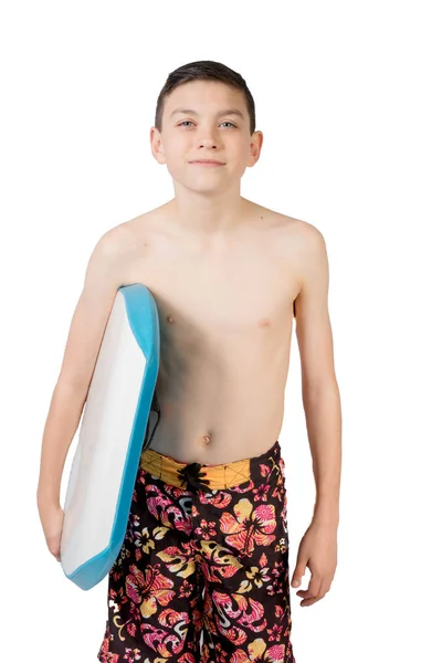 Jovem adolescente caucasiano menino com seu corpo bordo — Fotografia de Stock