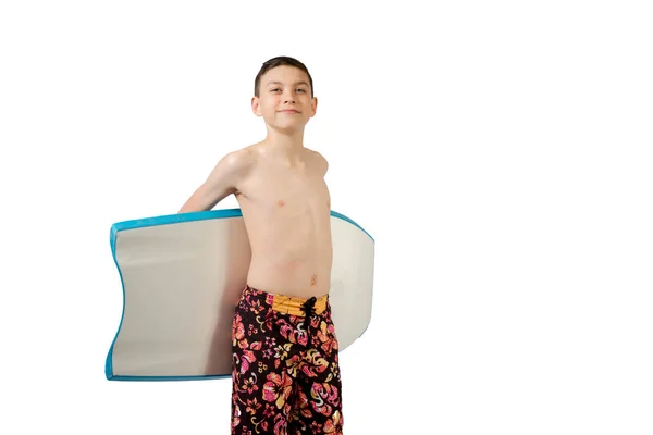 Joven adolescente caucásico chico con su cuerpo bordo — Foto de Stock