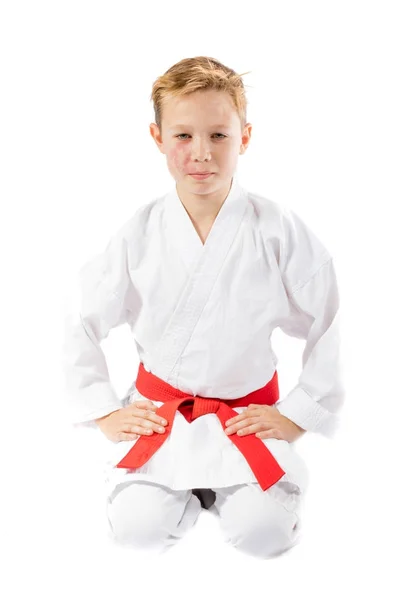 Pre-teen jongen doen martial arts — Stockfoto
