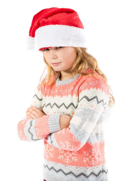 Wstępnie teen dziewczyna w kapeluszu santa — Zdjęcie stockowe